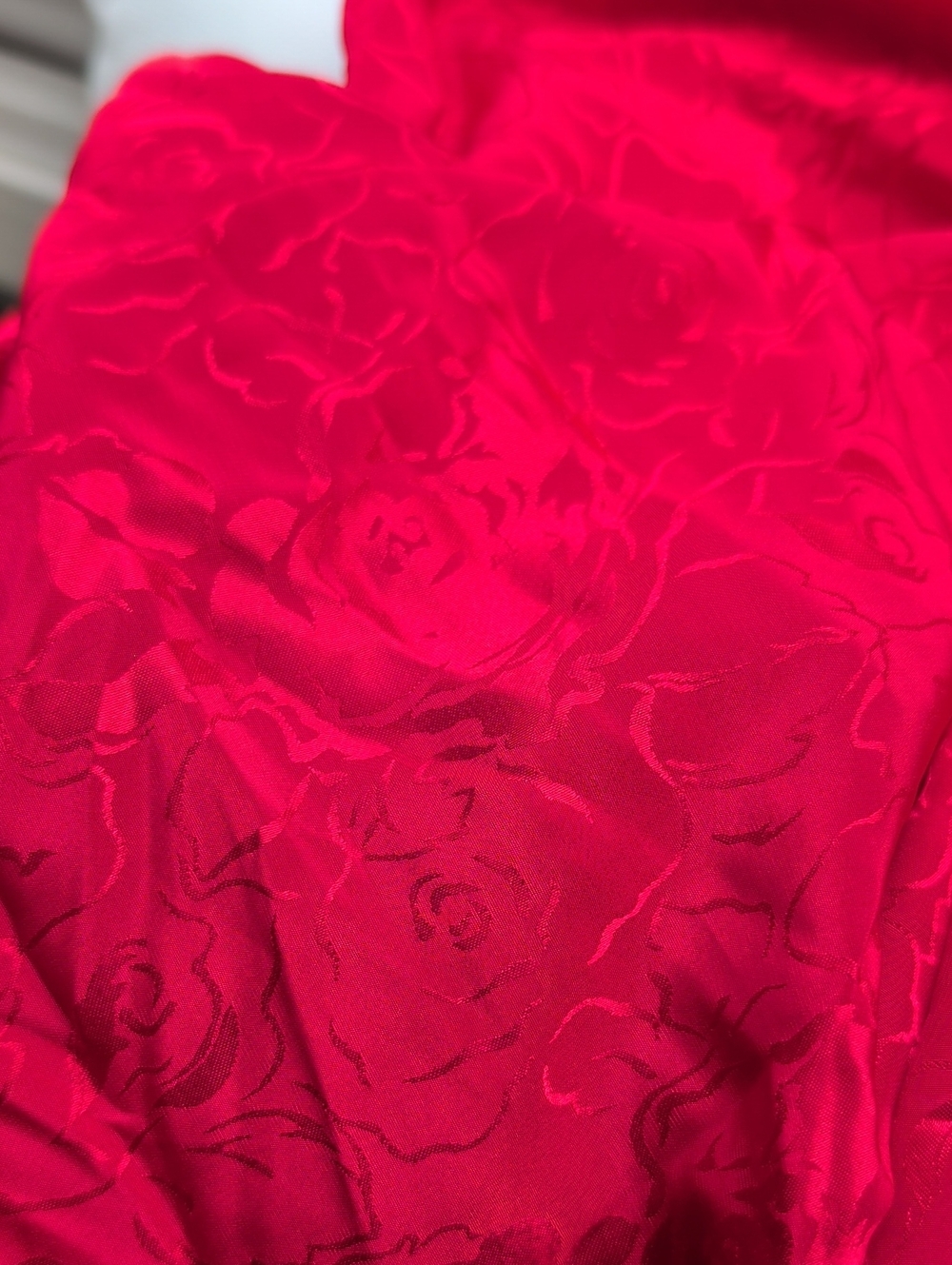 Vintage 80's Red Satin Floral Kimono Robe - Picture 6 of 6